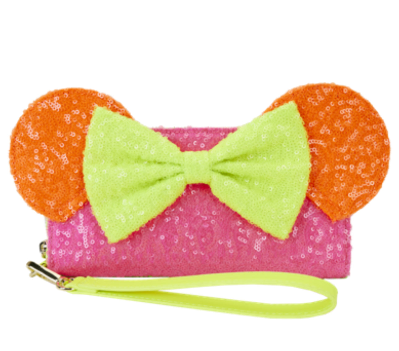 Minnie Mouse Exclusive Color Block Neon Sequin Zip Around Wristlet Wallet