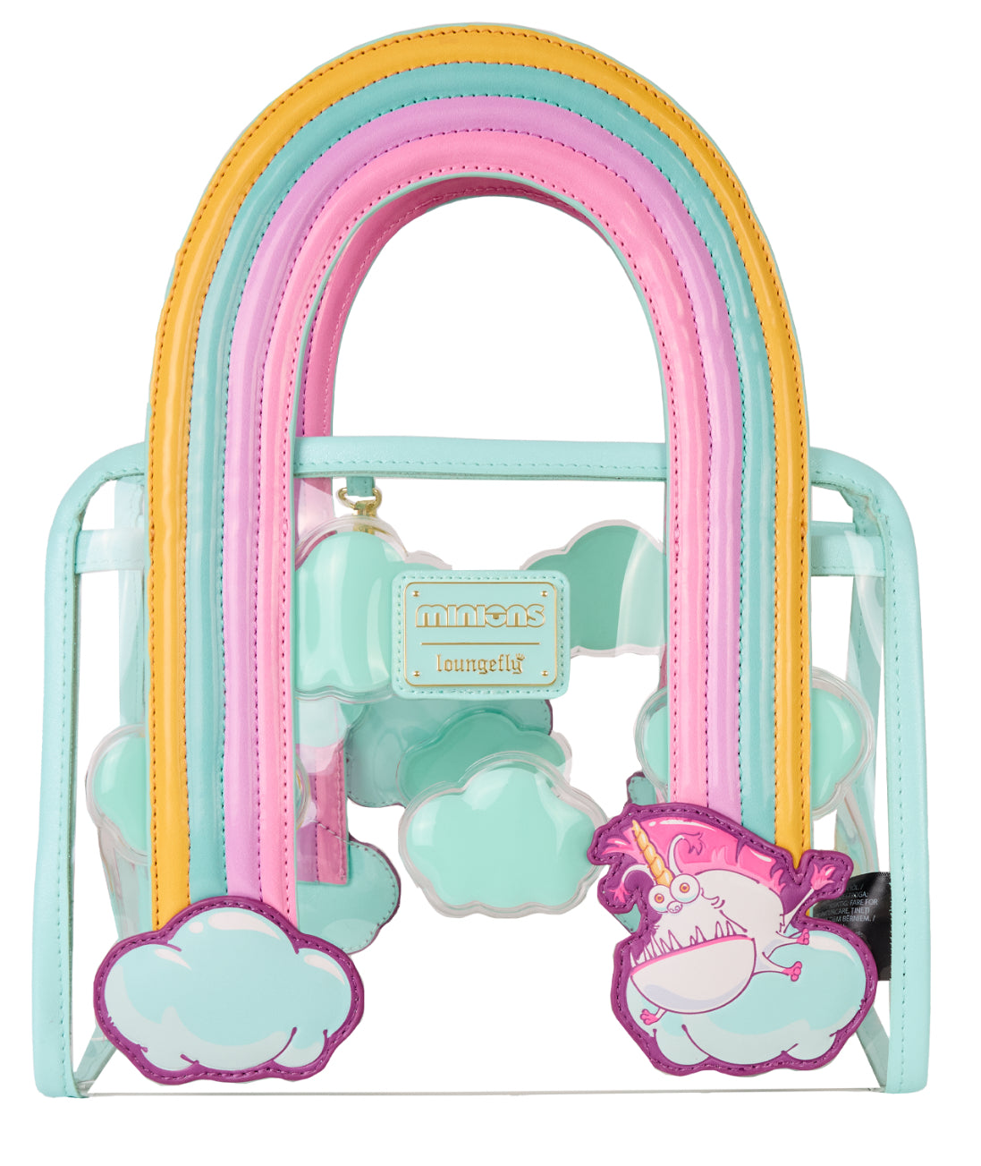 Minions Fluffy Unicorn Rainbow Clear Mini Tote Crossbody Bag