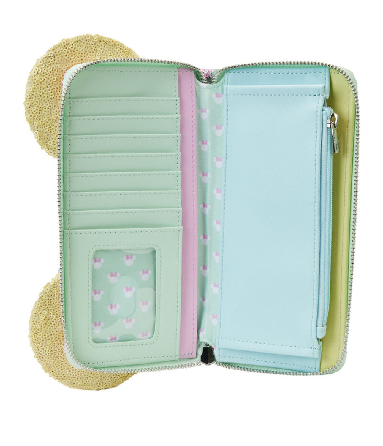 Minnie Mouse Pastel Sequin Zip Around Wallet