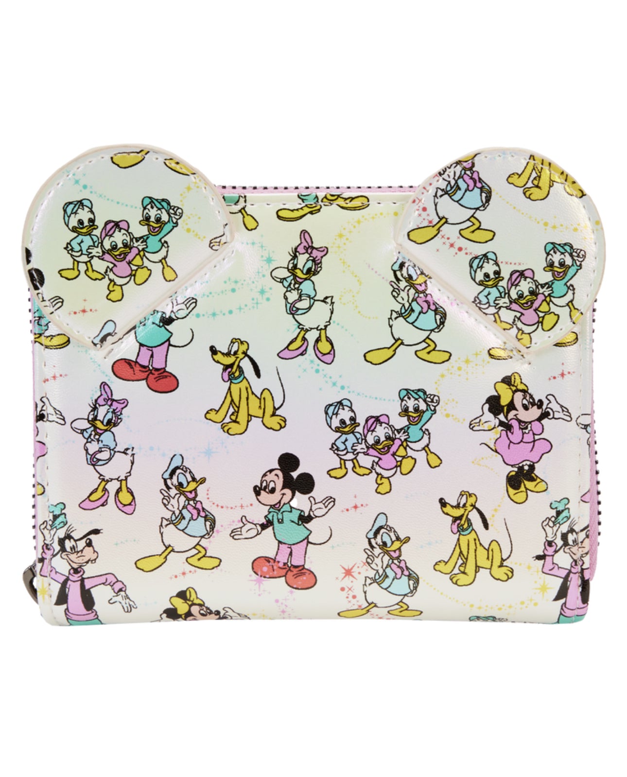Disney100 Mickey & Friends Classic All-Over Print Iridescent Zip Around Wallet