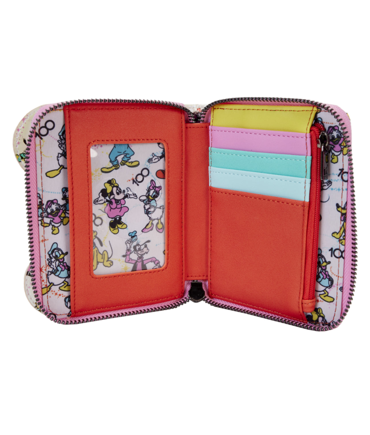 Disney100 Mickey & Friends Classic All-Over Print Iridescent Zip Around Wallet