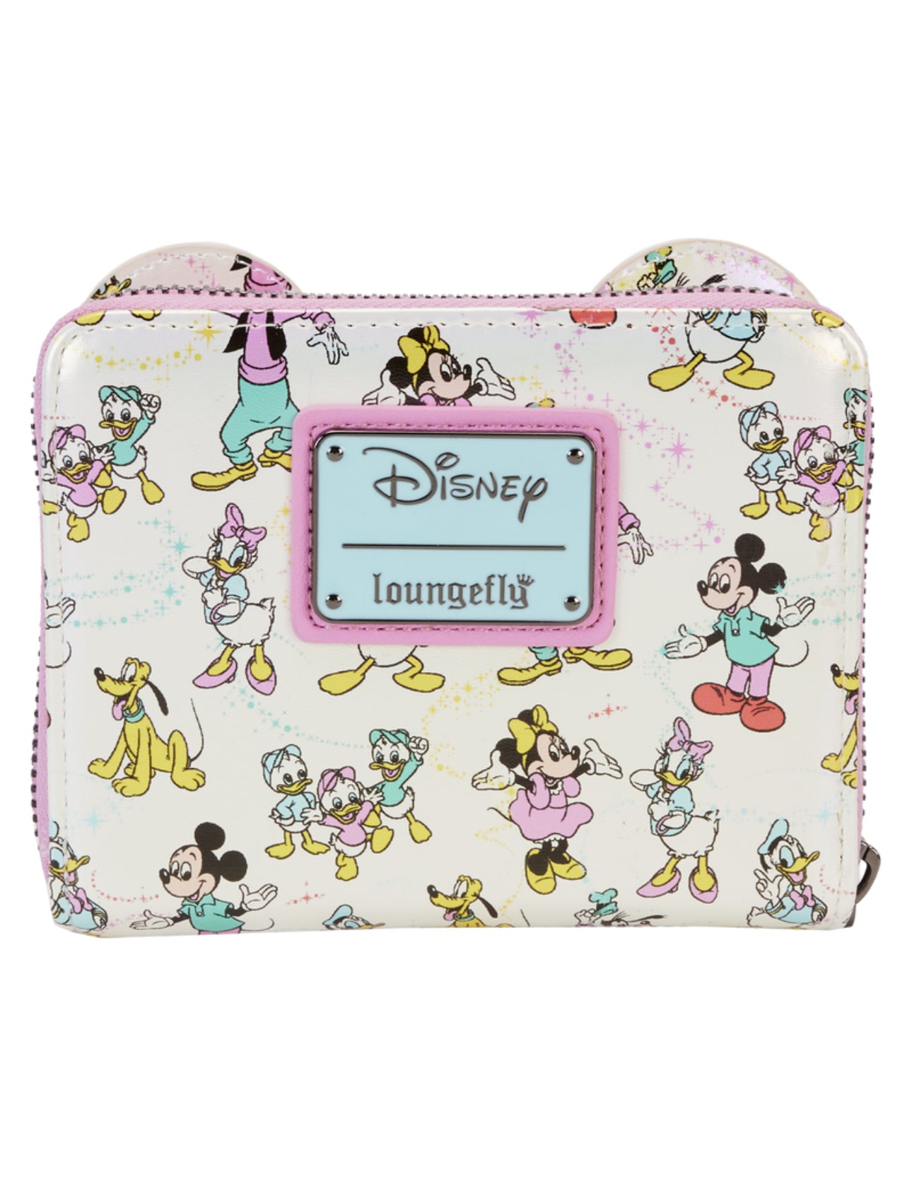 Disney100 Mickey & Friends Classic All-Over Print Iridescent Zip Around Wallet