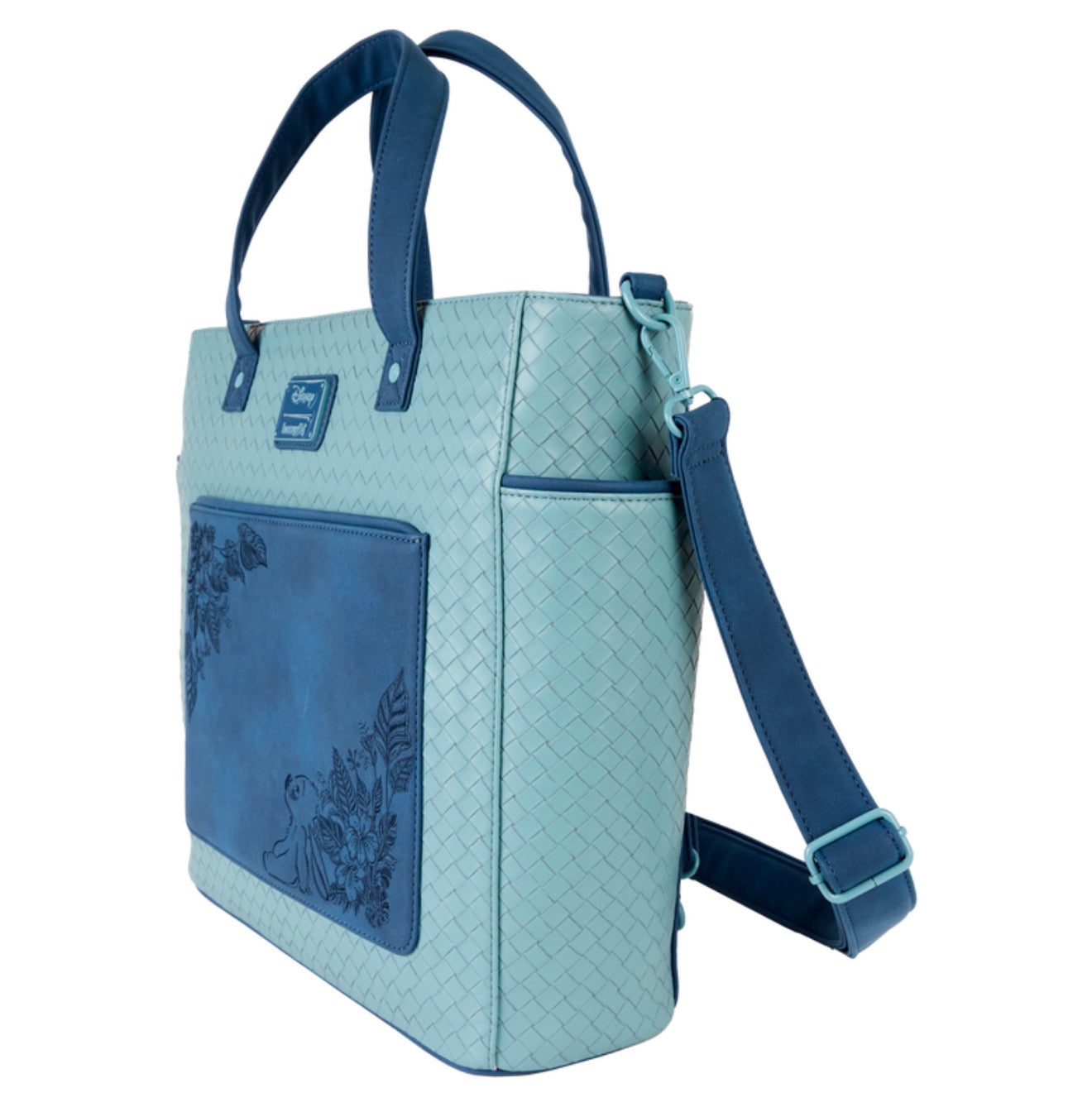 Stitch Embroidered Floral Convertible Backpack & Tote Crossbody Bag