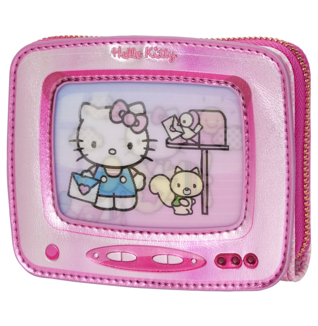Sanrio Exclusive Hello Kitty Vintage TV Lenticular Zip Around Wallet