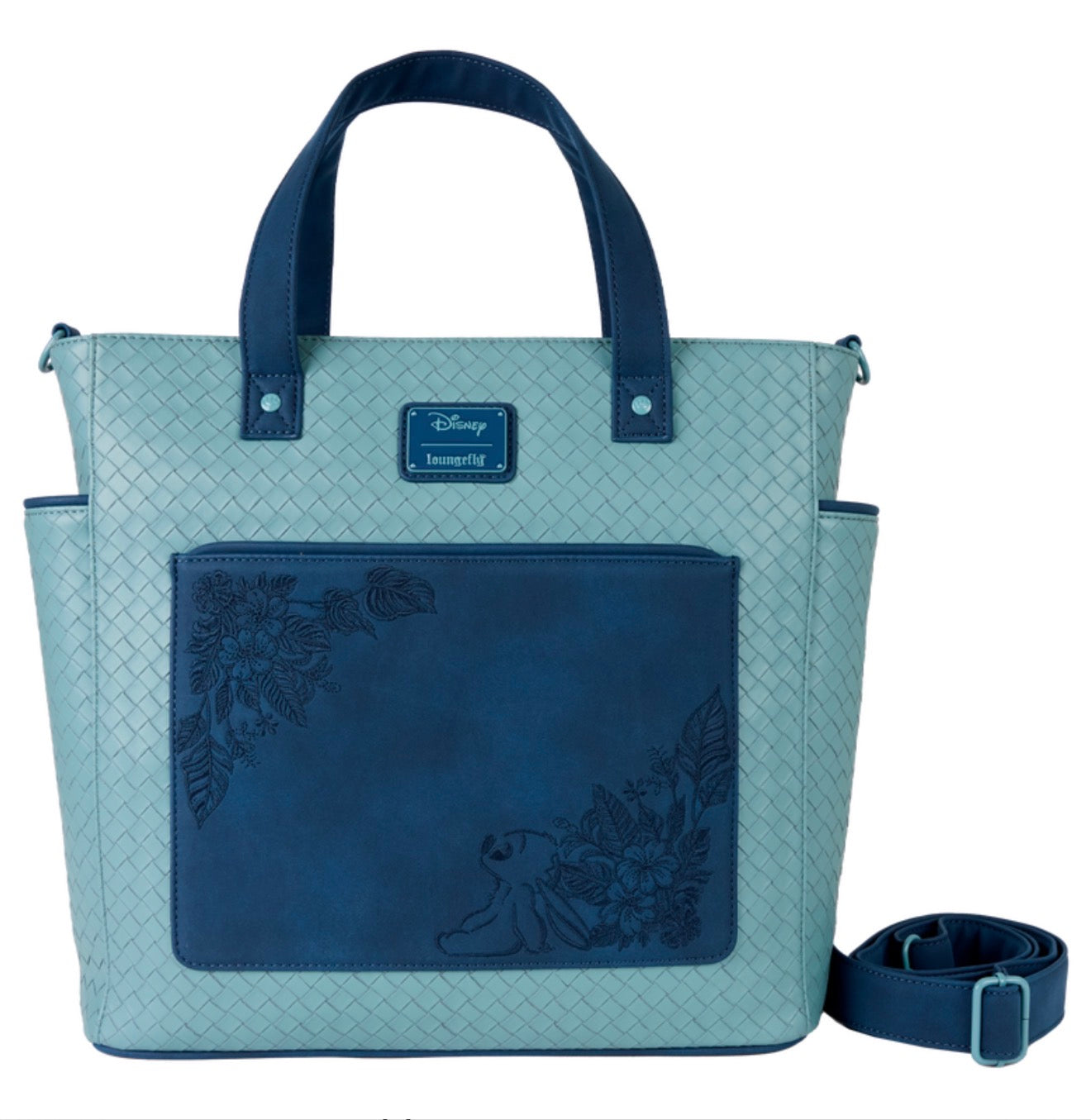 Stitch Embroidered Floral Convertible Backpack & Tote Crossbody Bag