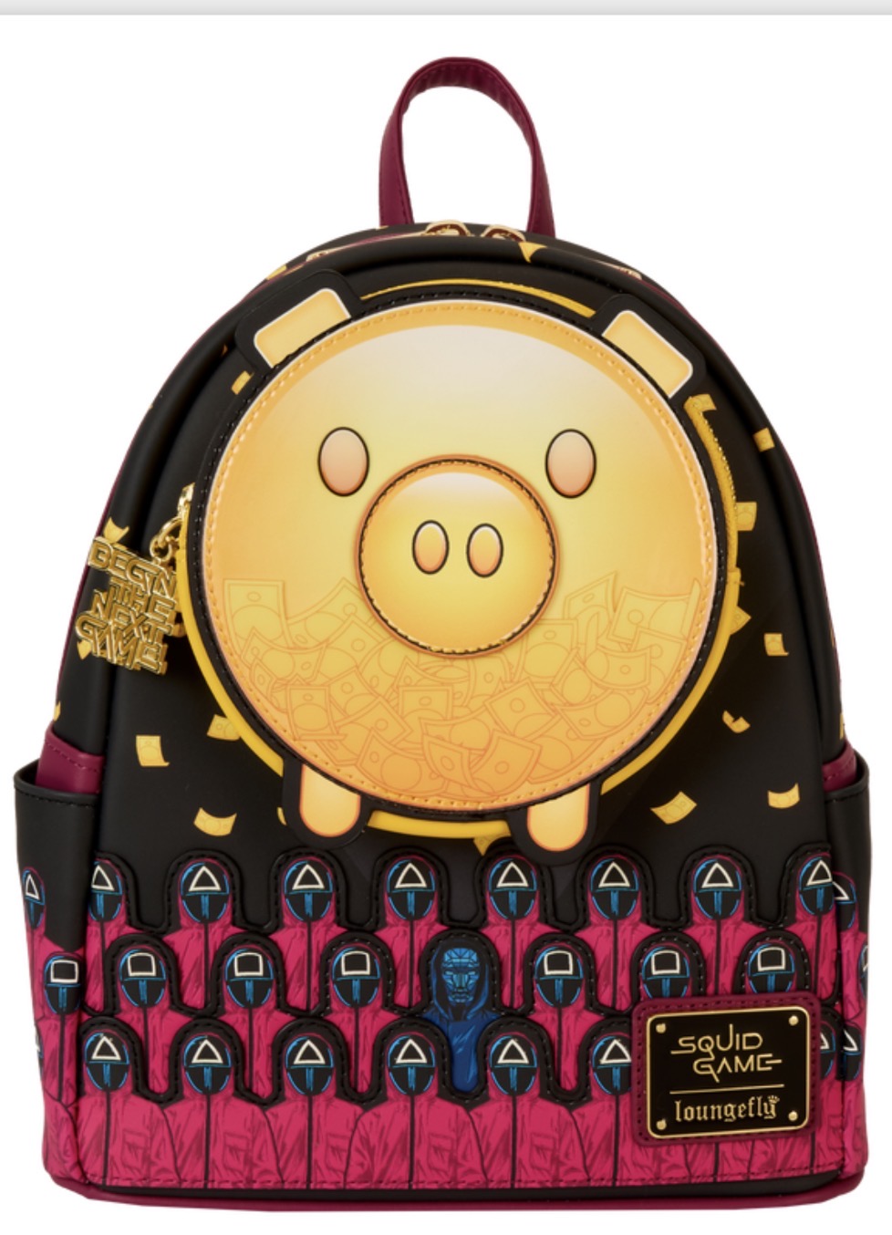 Squid Game Piggy Bank Masked Men Glow Mini Backpack