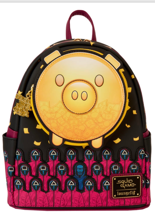 Squid Game Piggy Bank Masked Men Glow Mini Backpack