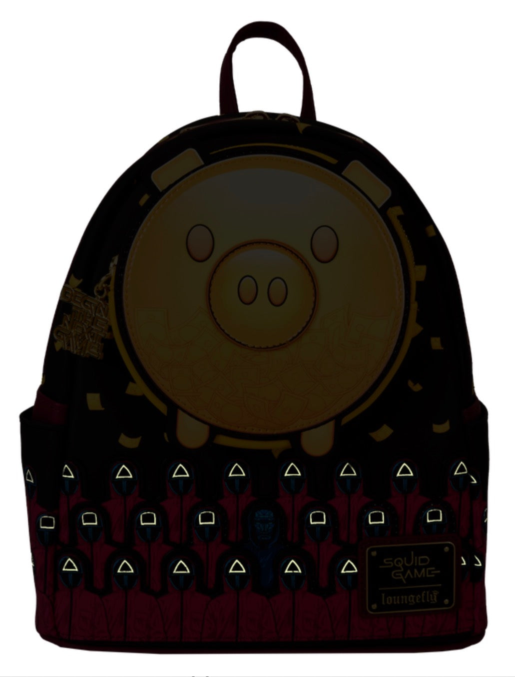 Squid Game Piggy Bank Masked Men Glow Mini Backpack