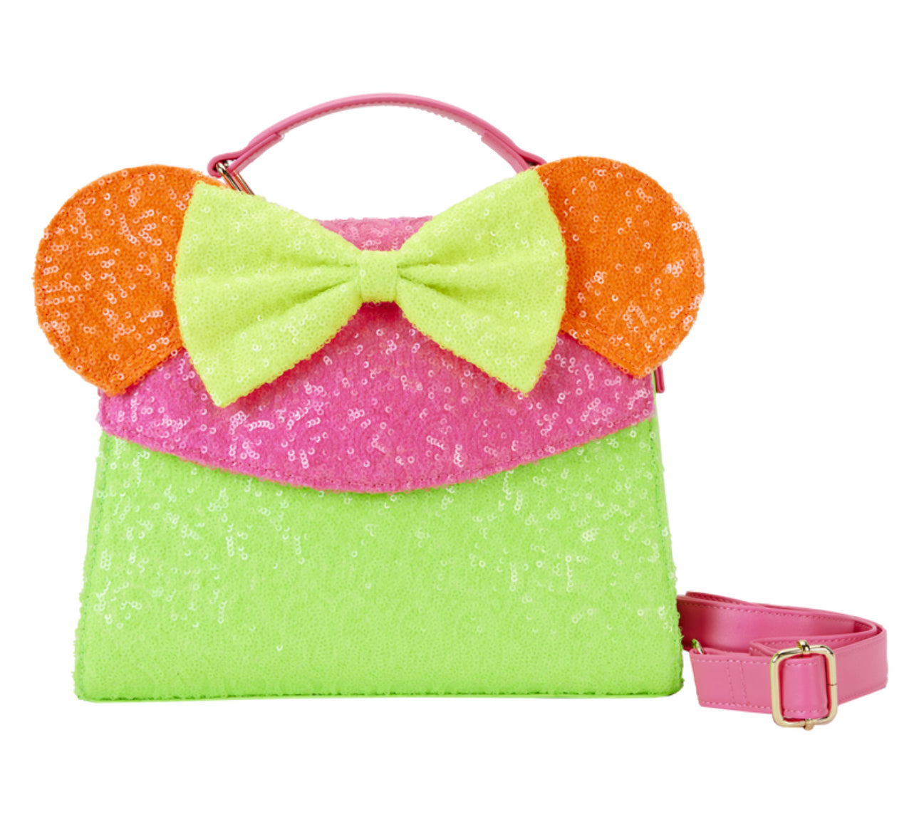 Minnie Mouse Exclusive Color Block Neon Sequin Crossbody Bag