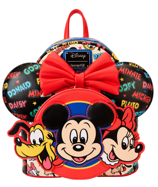 Mickey & Friends Classic All-Over Print Mini Backpack With Ear Headband