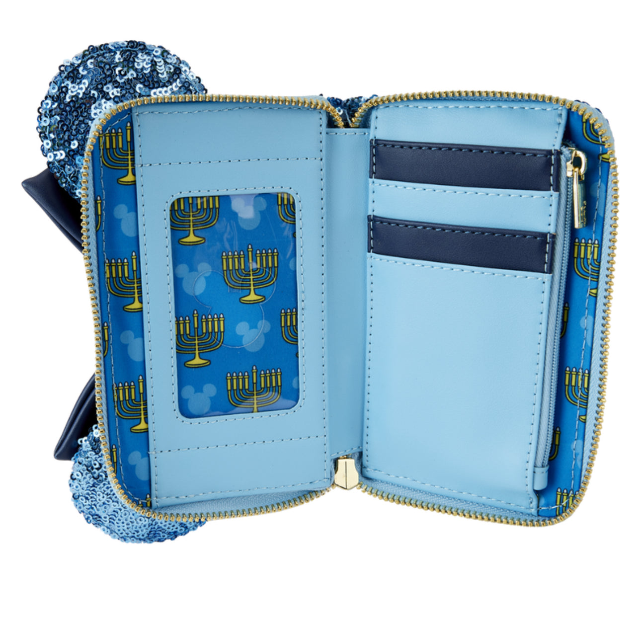 Minnie Mouse Hanukkah Sequin Zip Around Wallet